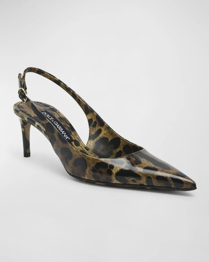 Animal-Print Patent Slingback Pumps - Image 3