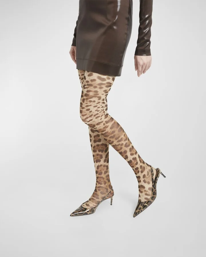 Animal-Print Patent Slingback Pumps - Image 4