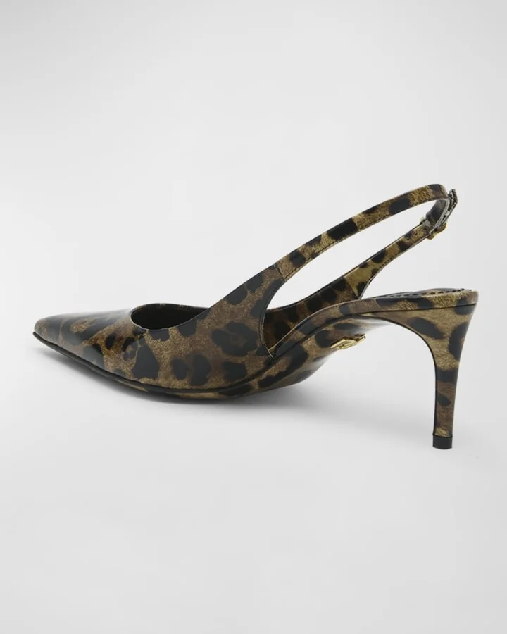 Animal-Print Patent Slingback Pumps - Image 5