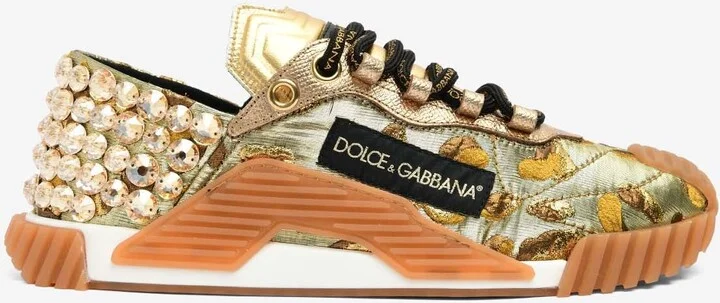 Animal Print Sneakers with Crystal Embellishment