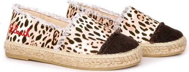 Animalier Print Canvas Espadrillas With Embroidery