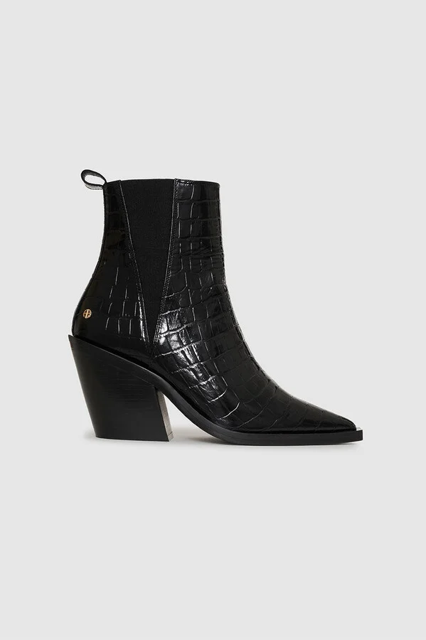 ANINE BING Bekah Boots in Black Embossed