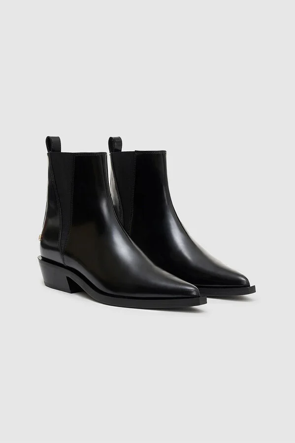 ANINE BING Bekah Flat Boots in High-Shine Black - Image 2