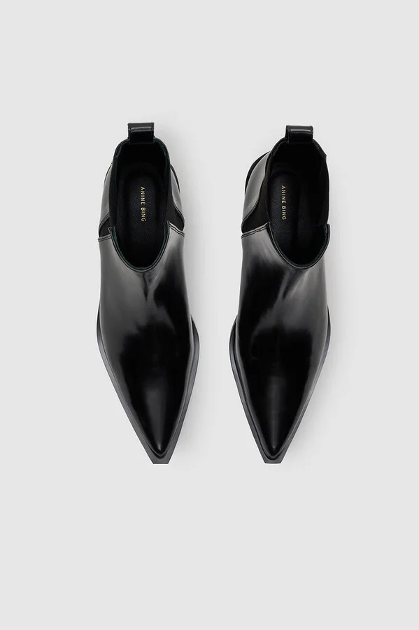 ANINE BING Bekah Flat Boots in High-Shine Black - Image 4