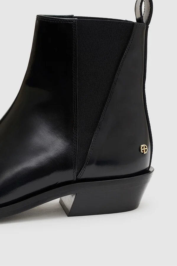 ANINE BING Bekah Flat Boots in High-Shine Black - Image 5