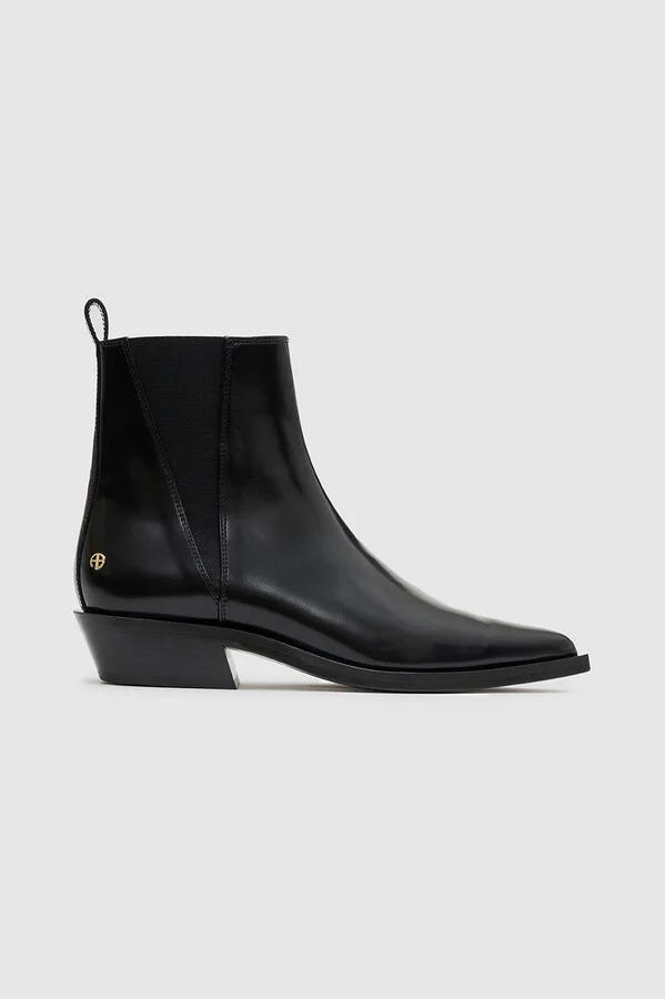 ANINE BING Bekah Flat Boots in High-Shine Black