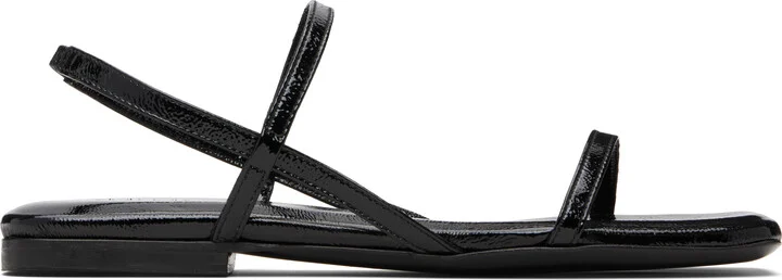 ANINE BING Black Hilda Flat Sandals