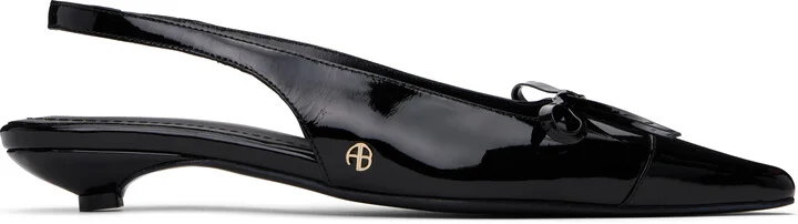 ANINE BING Black Zoey Slingback Heels