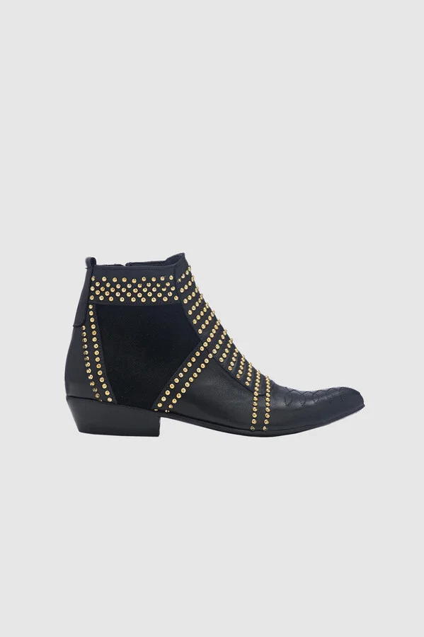 ANINE BING Charlie Boots in Gold Studs