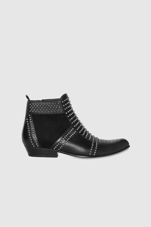 ANINE BING Charlie Boots in Silver Studs