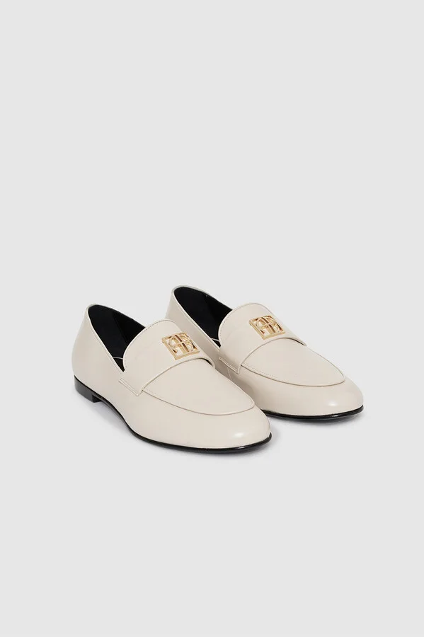 ANINE BING Corrine Loafers in Bone Monogram - Image 4