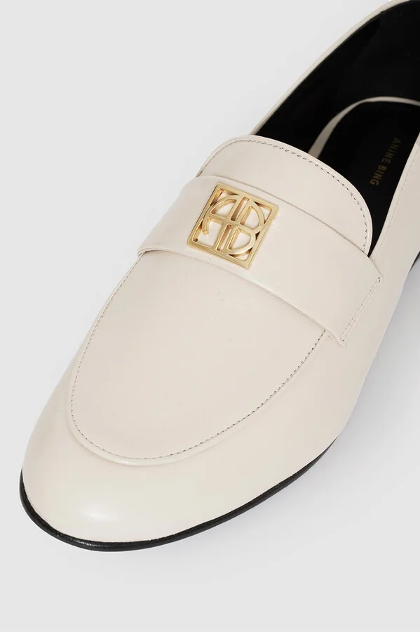 ANINE BING Corrine Loafers in Bone Monogram - Image 5