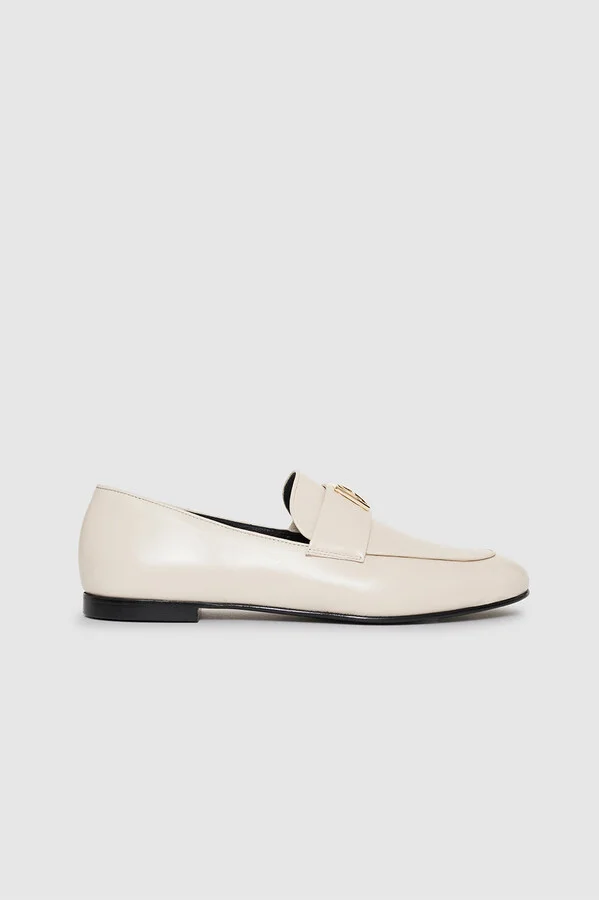 ANINE BING Corrine Loafers in Bone Monogram