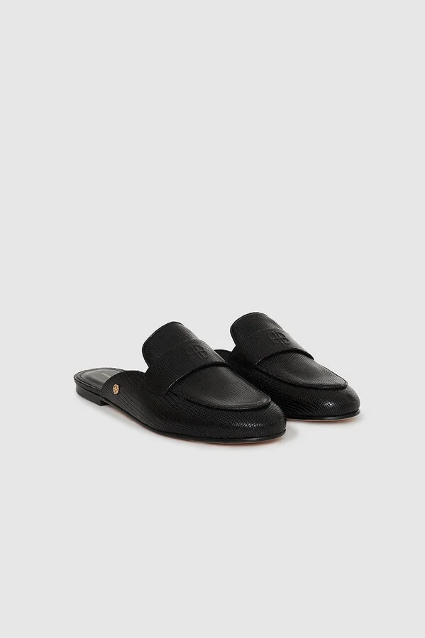 ANINE BING Corrine Mules in Mini Embossed Black - Image 4