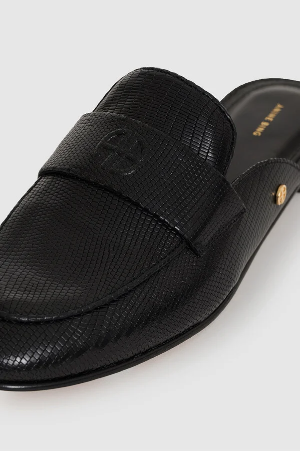 ANINE BING Corrine Mules in Mini Embossed Black - Image 5