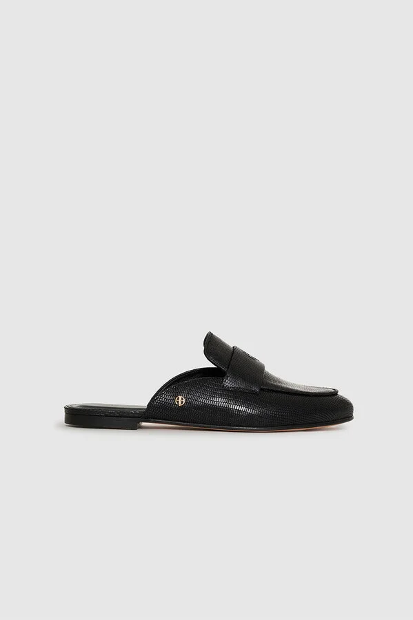 ANINE BING Corrine Mules in Mini Embossed Black
