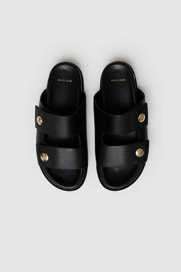 ANINE BING Ella Slides in Black - Image 2