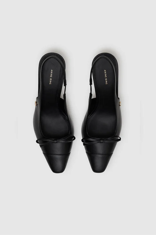 ANINE BING Freya Slingbacks in Black - Image 4
