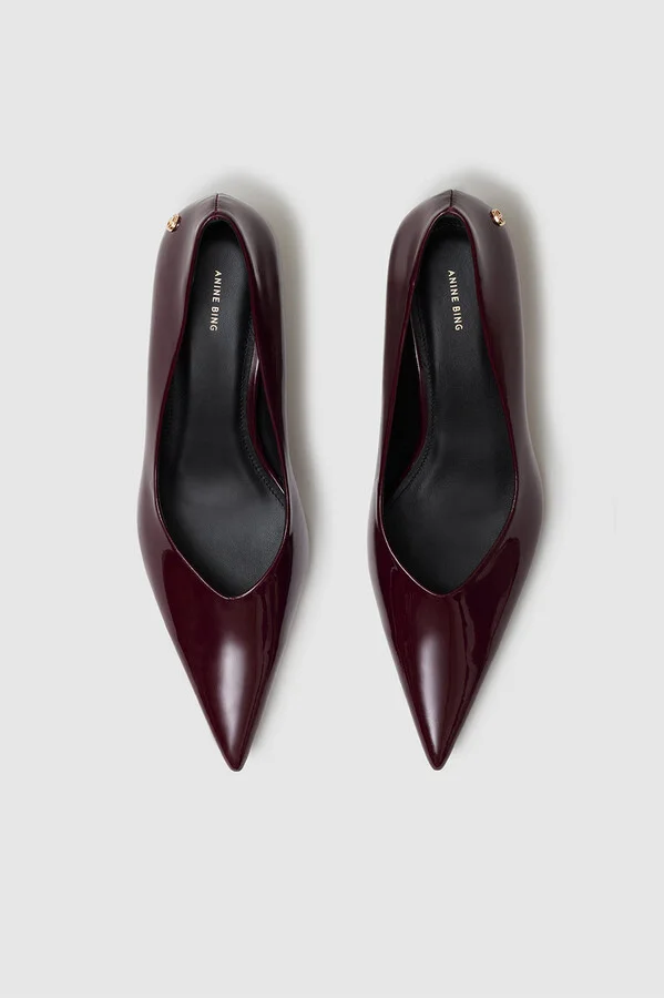 ANINE BING Hilda Pumps in Dark Red Patent - Image 2
