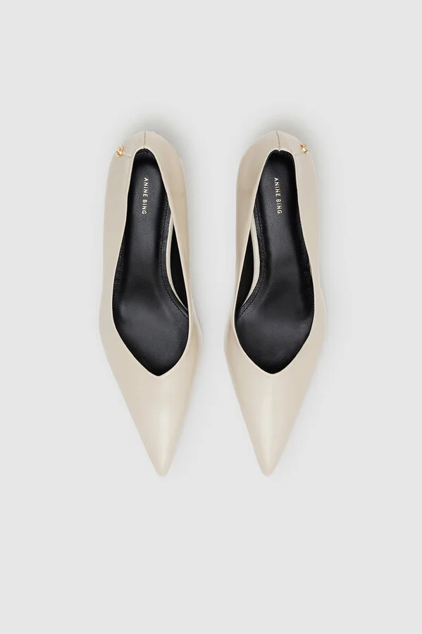 ANINE BING Hilda Pumps in High-Shine Bone - Image 2