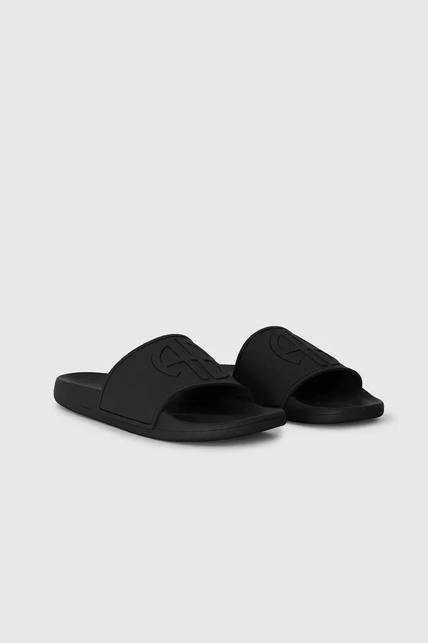 ANINE BING Isla Slides in Black Monogram - Image 4