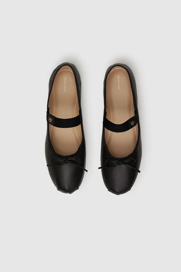 ANINE BING Jolie Flats in Black - Image 2