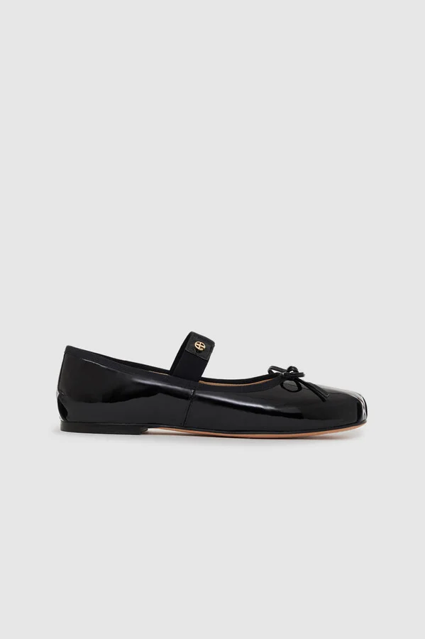 ANINE BING Jolie Flats in Black Patent