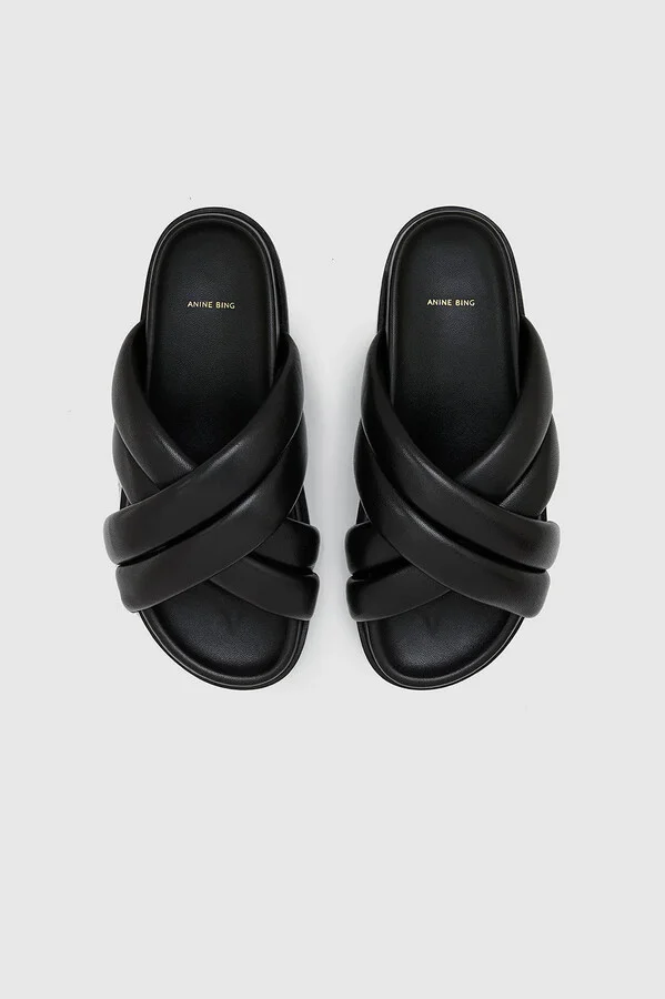 ANINE BING Lizzie Slides in Black - Image 2