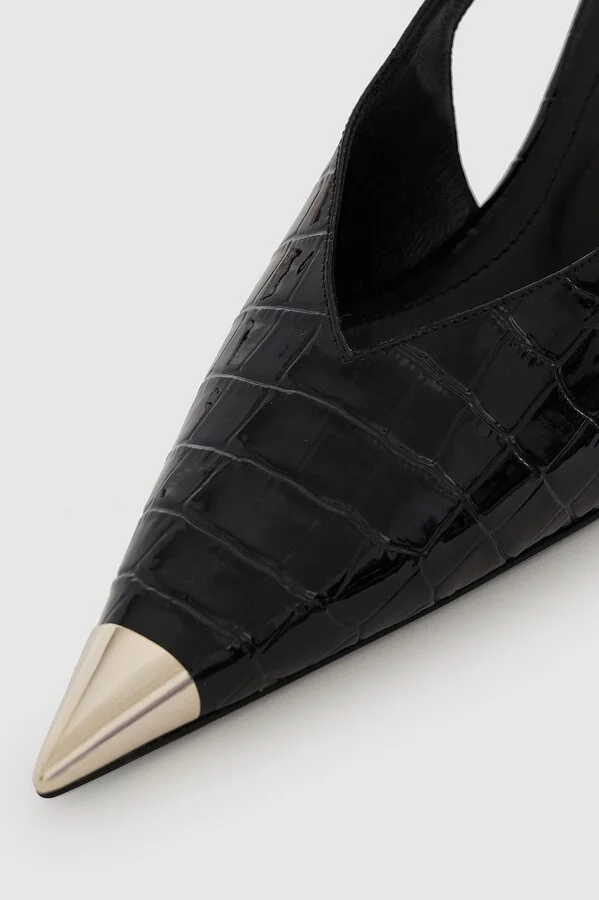 ANINE BING Nina Heels With Metal Toe Cap in Black Embossed - Image 5