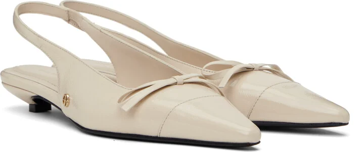 ANINE BING Off-White Zoey Slingback Heels - Image 4