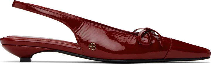 ANINE BING Red Zoey Slingback Heels