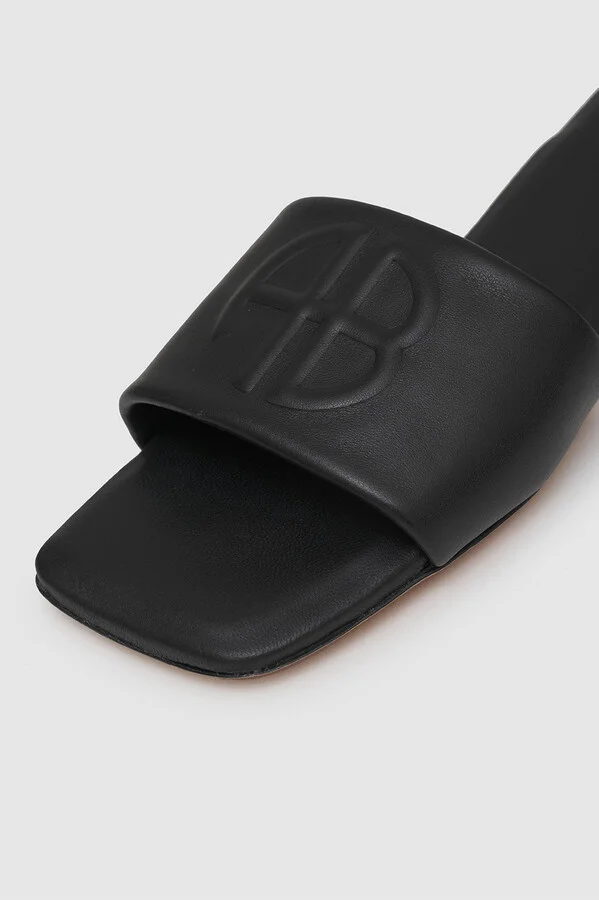 ANINE BING Ria Slides in Black Monogram - Image 5