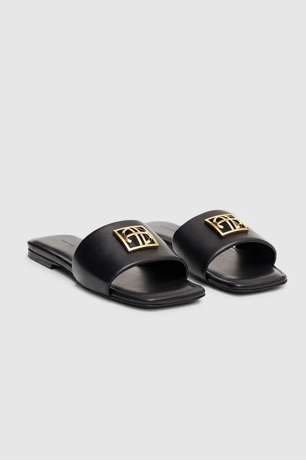ANINE BING Ria Slides Monogram in Black - Image 4