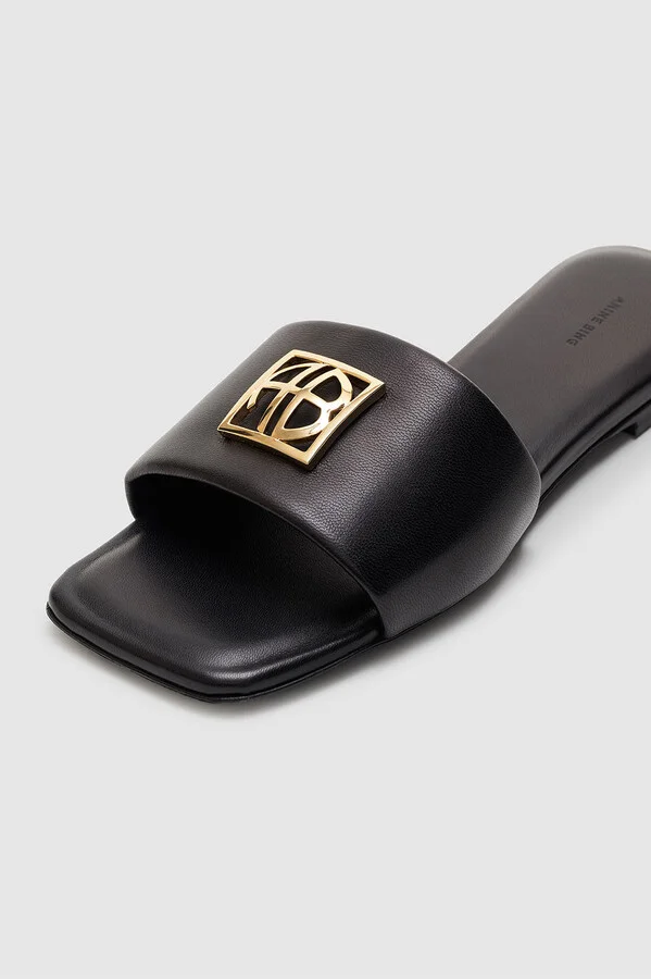 ANINE BING Ria Slides Monogram in Black - Image 5