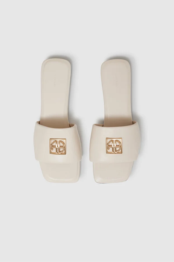 ANINE BING Ria Slides Monogram in Ivory - Image 3