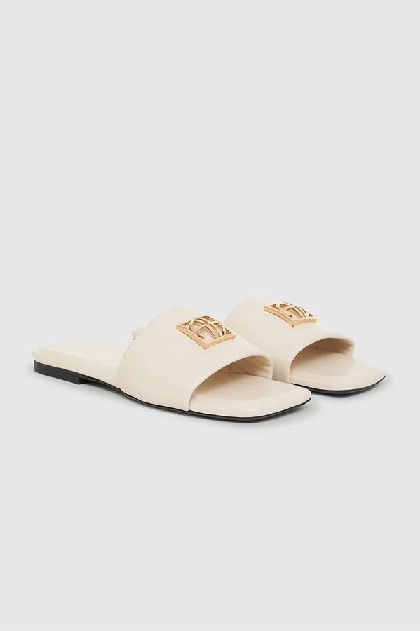 ANINE BING Ria Slides Monogram in Ivory - Image 4