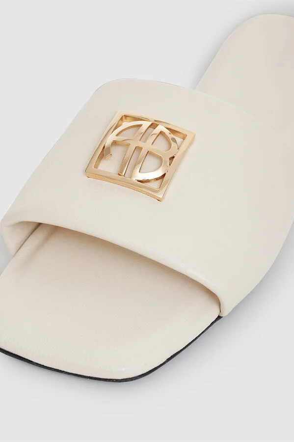 ANINE BING Ria Slides Monogram in Ivory - Image 5