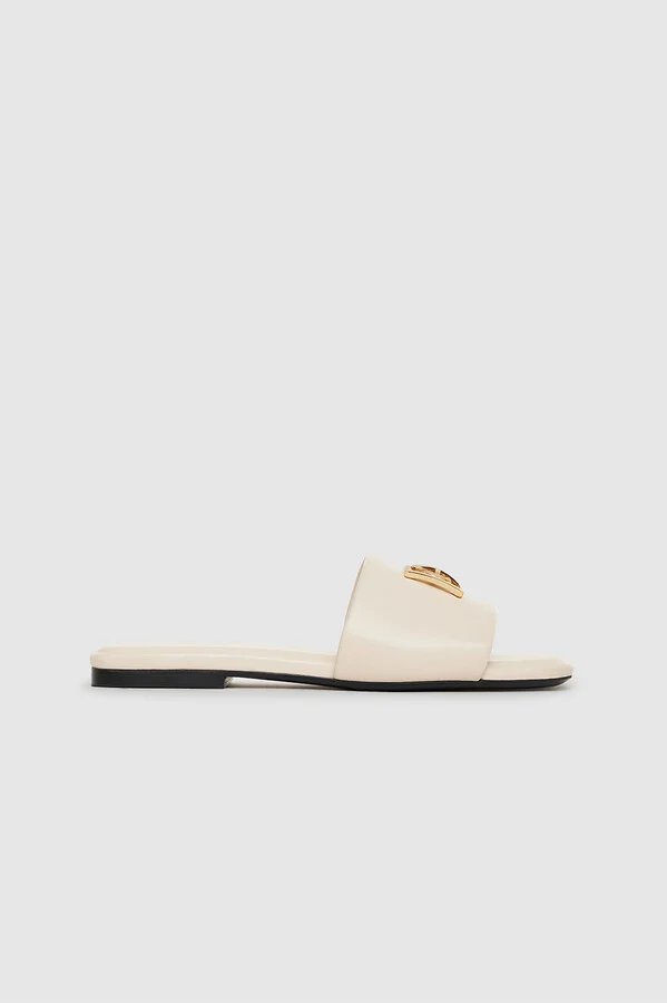 ANINE BING Ria Slides Monogram in Ivory