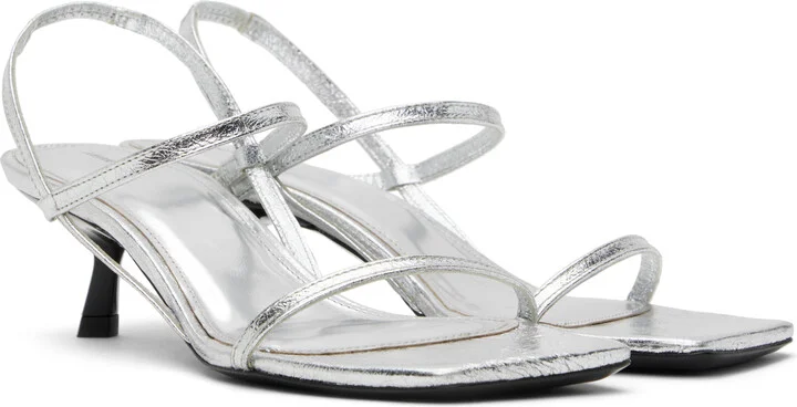 ANINE BING Silver Hilda Heeled Sandals - Image 4
