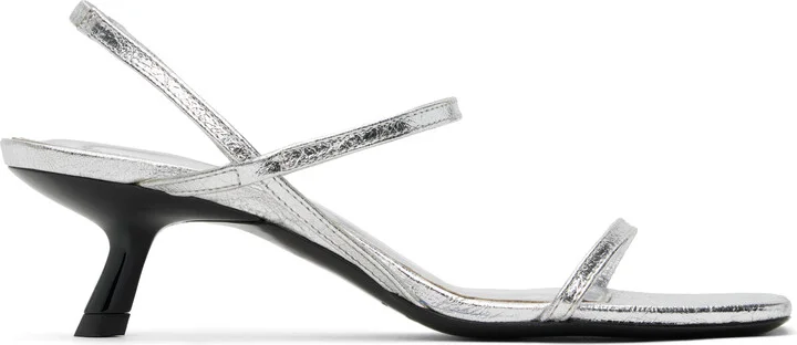 ANINE BING Silver Hilda Heeled Sandals