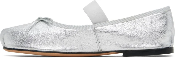 ANINE BING Silver Jolie Ballerina Flats - Image 3