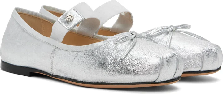 ANINE BING Silver Jolie Ballerina Flats - Image 4