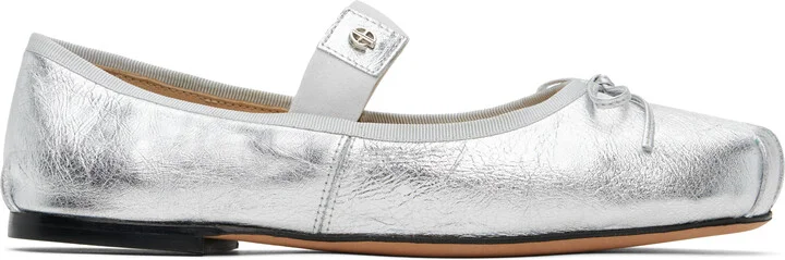 ANINE BING Silver Jolie Ballerina Flats