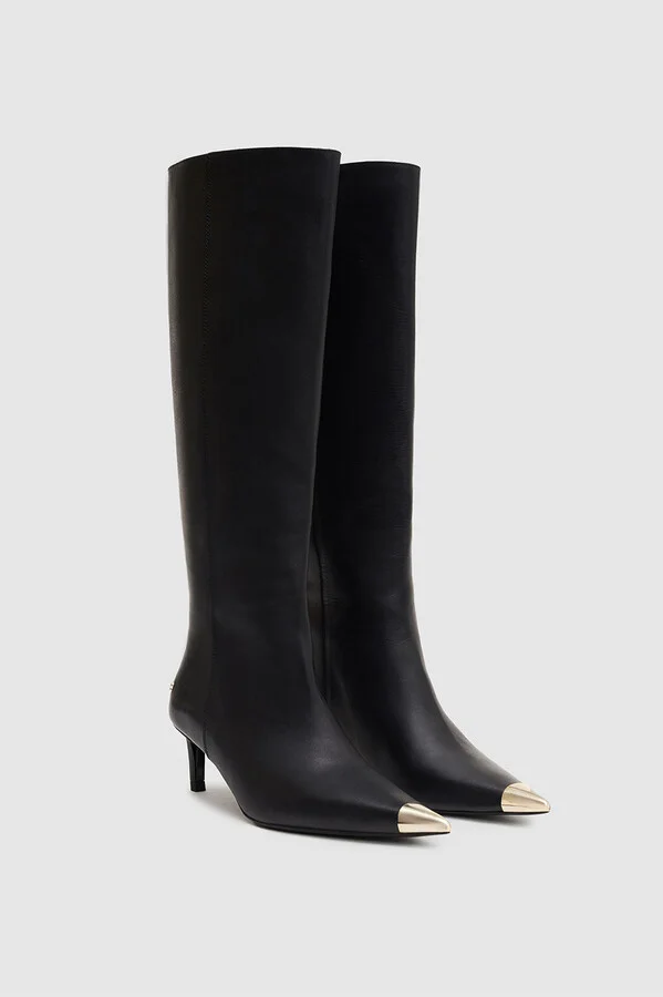 ANINE BING Tall Nina Boots With Metal Toe Cap in Black - Image 2