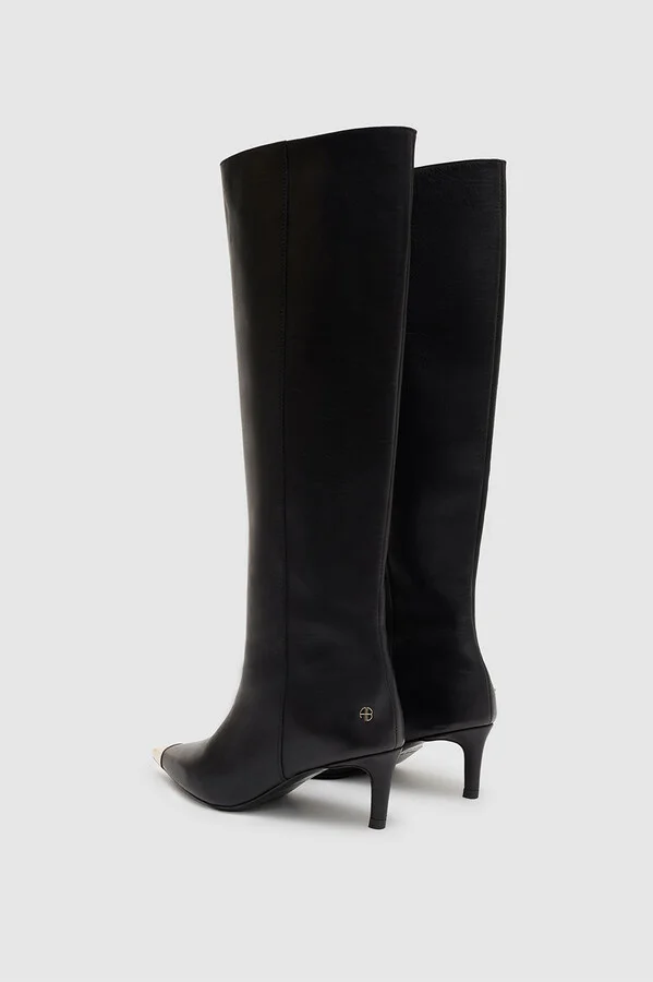 ANINE BING Tall Nina Boots With Metal Toe Cap in Black - Image 4