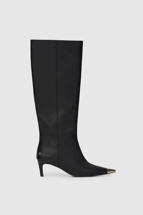 ANINE BING Tall Nina Boots With Metal Toe Cap in Black