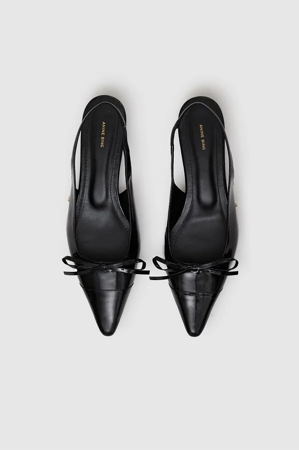 ANINE BING Zoey Slingback Heels in Black Patent - Image 2