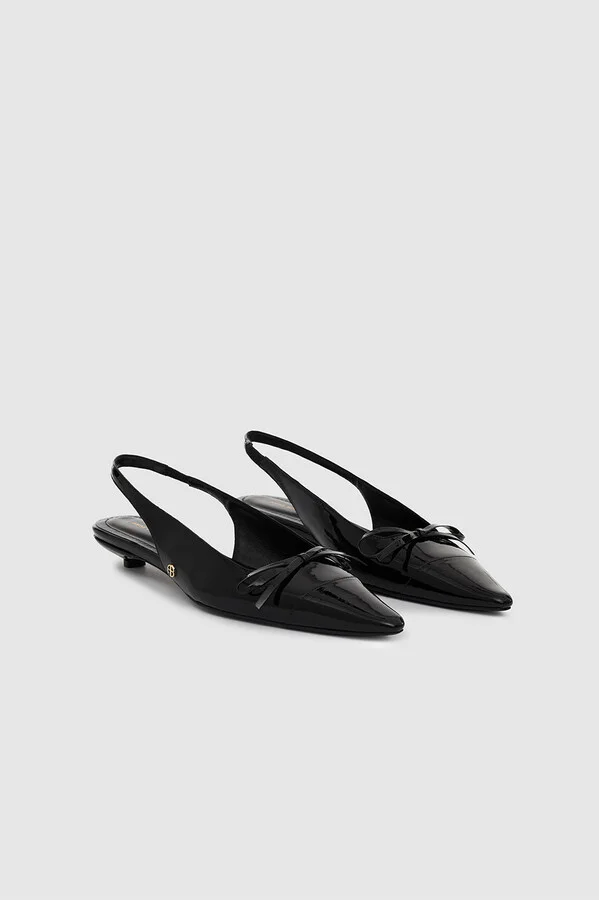 ANINE BING Zoey Slingback Heels in Black Patent - Image 4