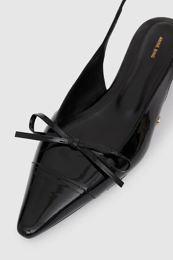 ANINE BING Zoey Slingback Heels in Black Patent - Image 5