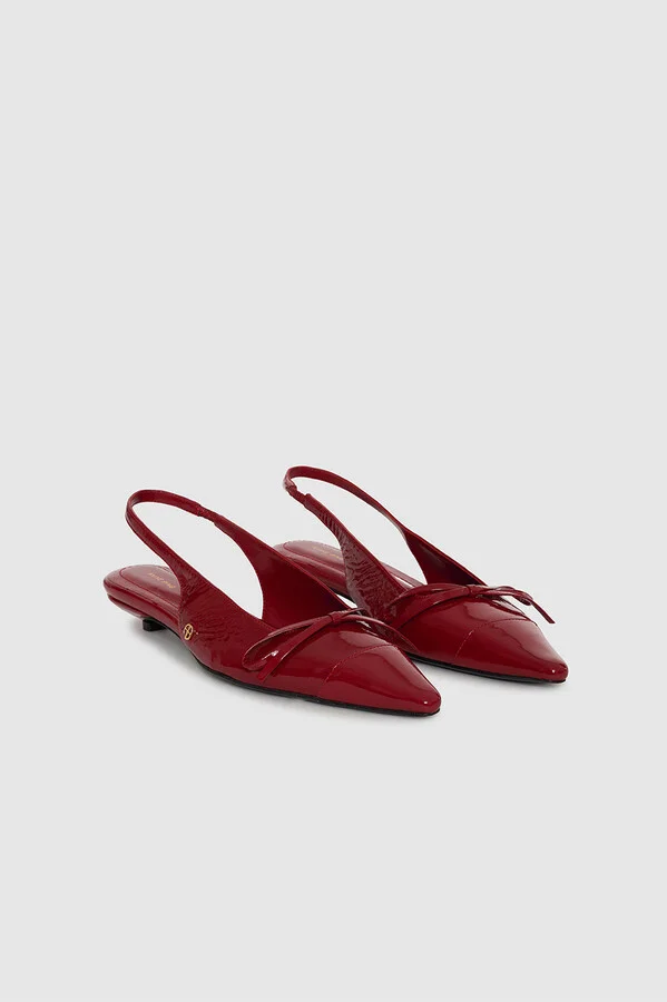 ANINE BING Zoey Slingback Heels in Red Crinkled Patent - Image 4